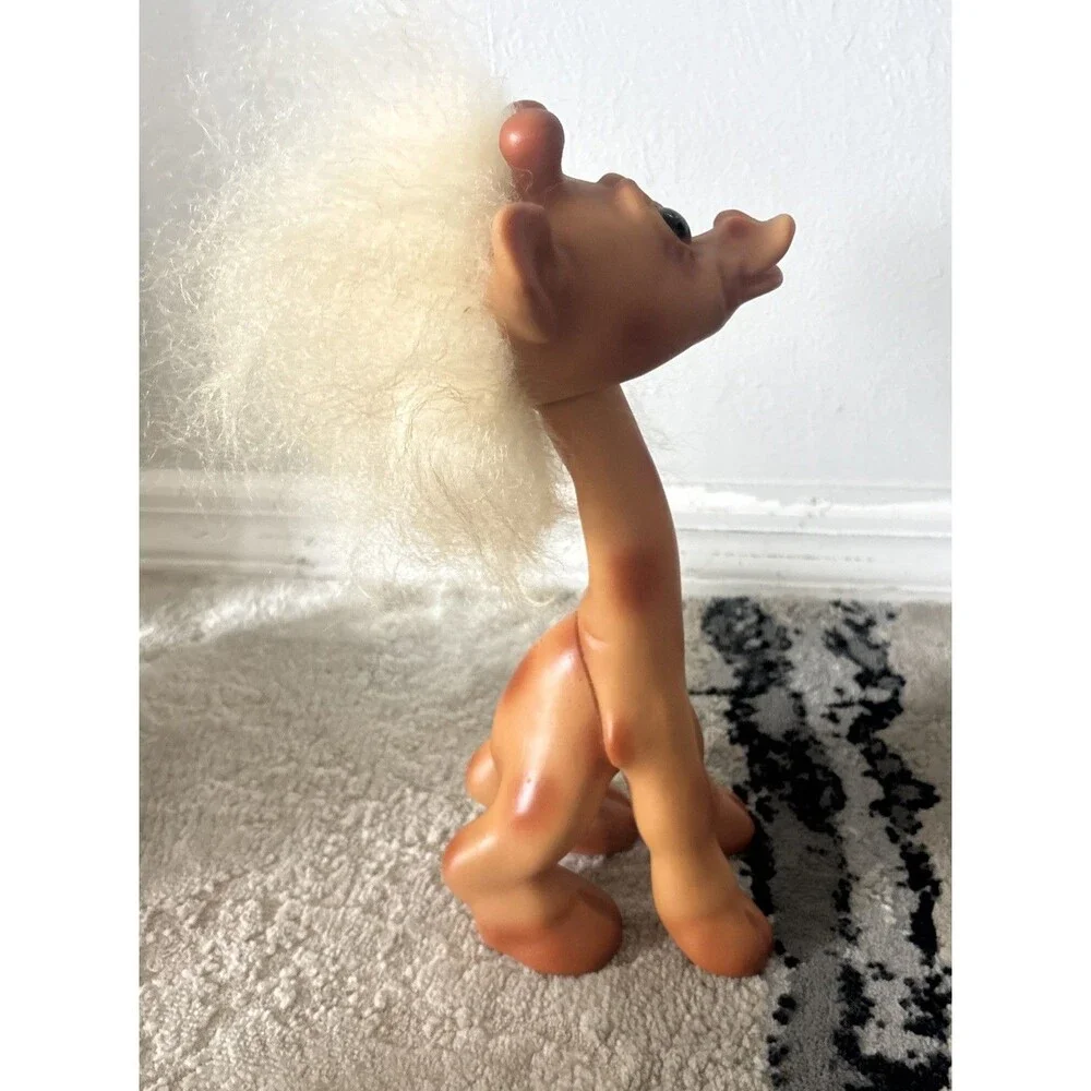 Vintage 1960’s Thomas DAM GIRAFFE TROLL White Hair Amber Eyes Doll 11